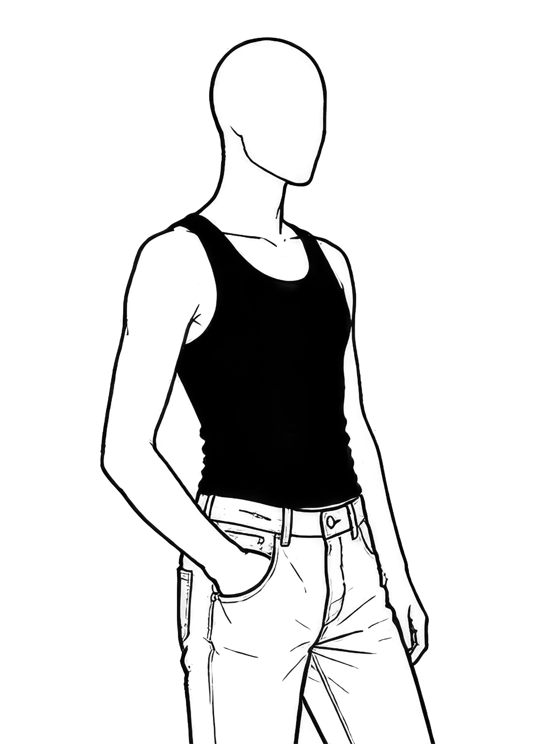 Reference full body shot, turned three-quarters